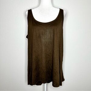 Eileen Fisher Brown Sleeveless Hi-Low Silk & Cotton Blend Tunic Tank Top Size XL